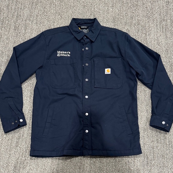 NWT Men’s Carhartt Navy Rugged Flex Button-Up Jacket Sz M